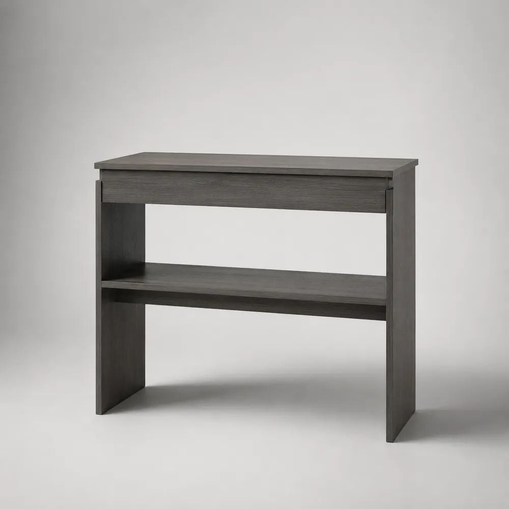 Konsolentisch aus Holz mit Ablage, rechteckig, Dunkelgrau, 100 × 35 × 80 cm