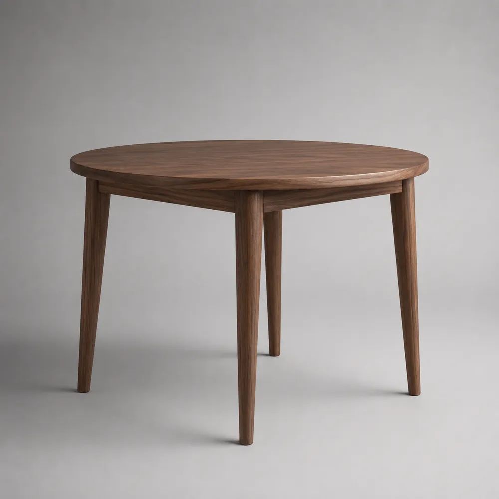 Runder Esstisch für 4 Personen aus massivem Walnussholz, Walnussbraun, Ø 100 × H 75 cm