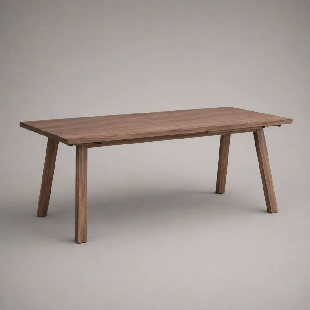 Rechteckiger Esstisch aus massivem Akazienholz, Braun/Schwarz, 160 × 80 × 75 cm