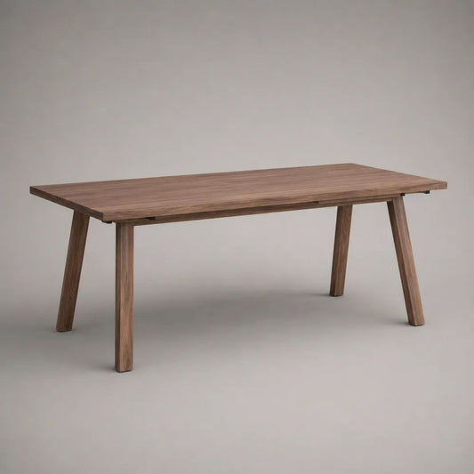 Rechteckiger Esstisch aus massivem Akazienholz, Braun/Schwarz, 160 × 80 × 75 cm