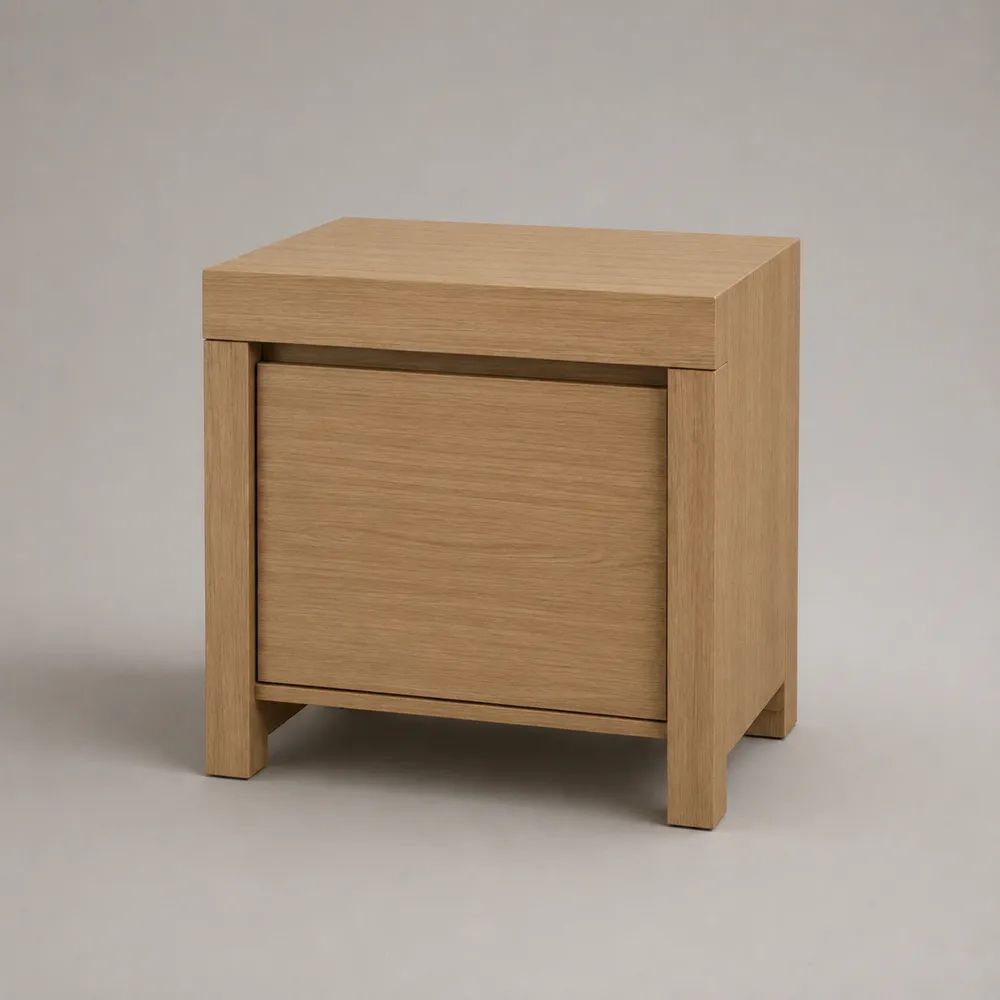 Konsolenschrank aus MDF und Holz mit Schublade und Tür, Natur-Eiche, 50 × 40 × 60 cm