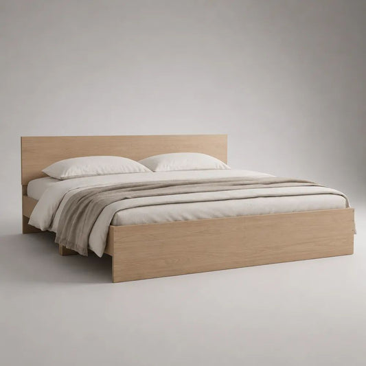 Doppelbett-Bettgestell aus Holz mit Kopfteil, Eiche hell, Liegefläche 160 x 200 cm
