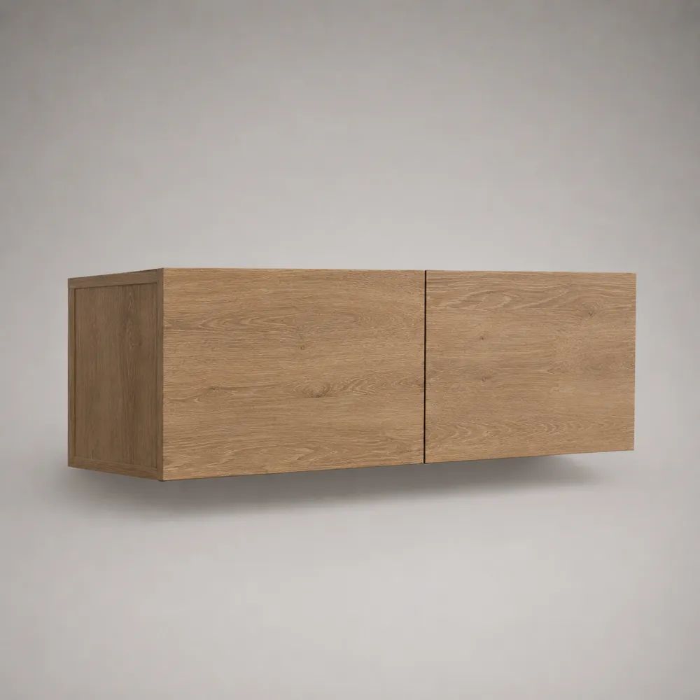 Wandhängendes TV-Lowboard aus MDF mit Eichenfurnier, 120 × 35 × 40 cm, Eiche Natur