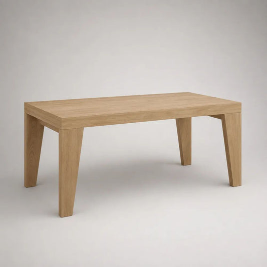 Rechteckiger Esstisch aus MDF und Holz, Eiche Natur, 140 × 80 × 75 cm
